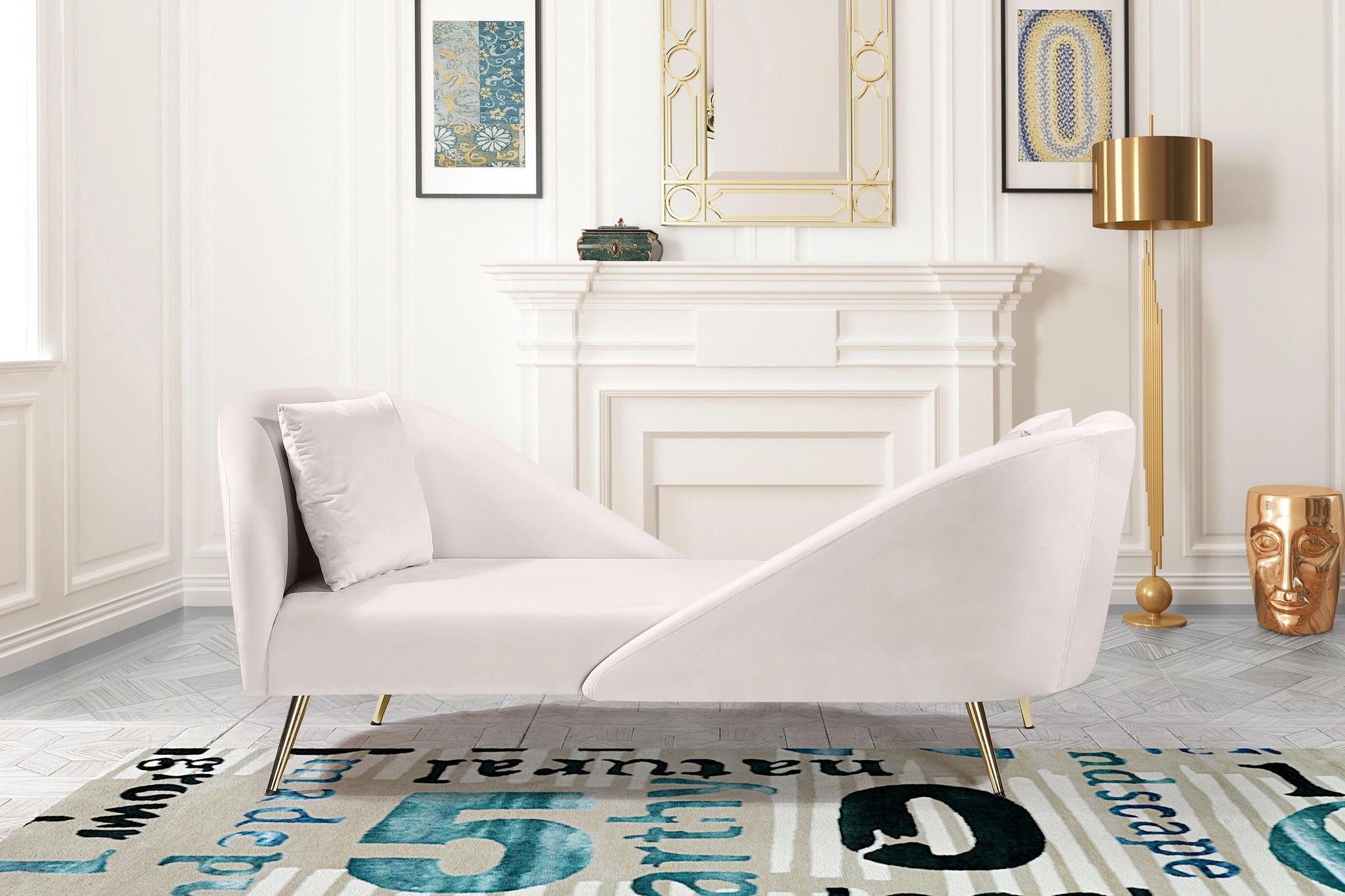Nolan Cream Velvet Chaise