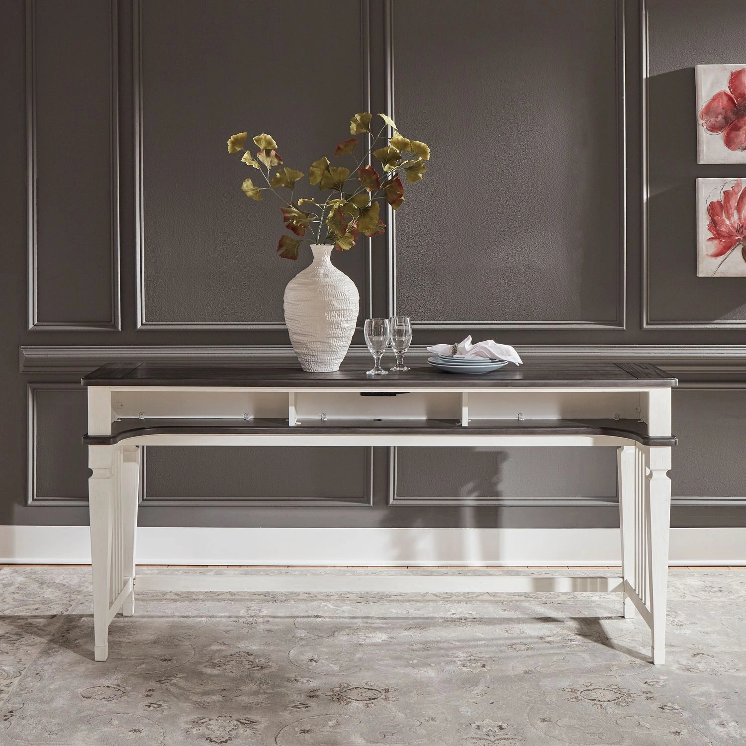 Allyson Park Console Bar Table in Wirebrushed White image