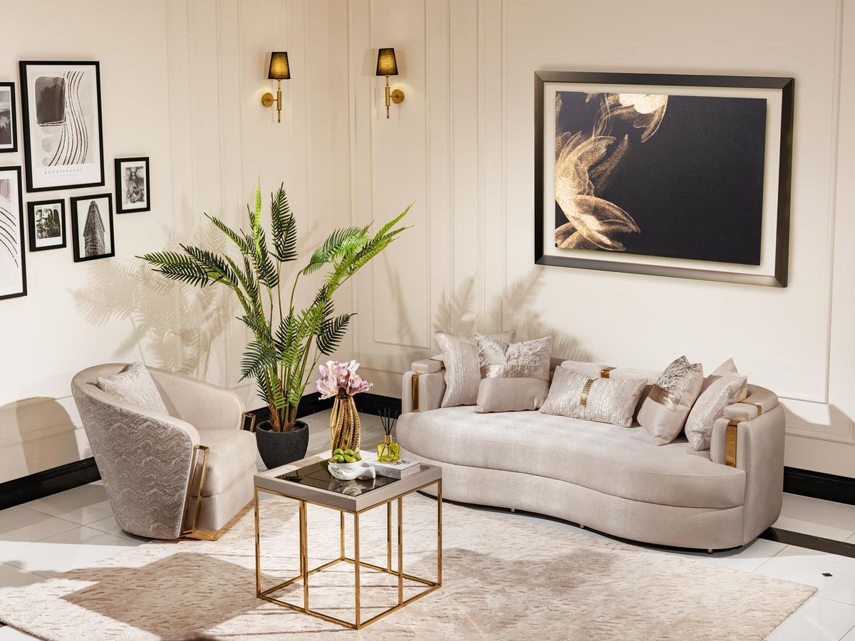 AICO Carmela Side Table in Shimmer Ivory - Luxury Home Furniture (MI)