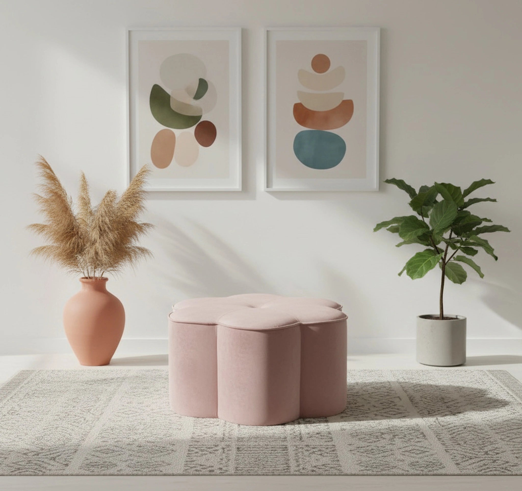 Daisy Pink Velvet Ottoman