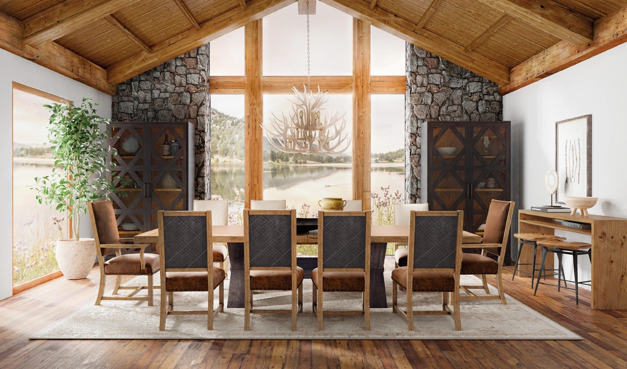 Big Sky Trestle Dining Table w/2-20in leaves