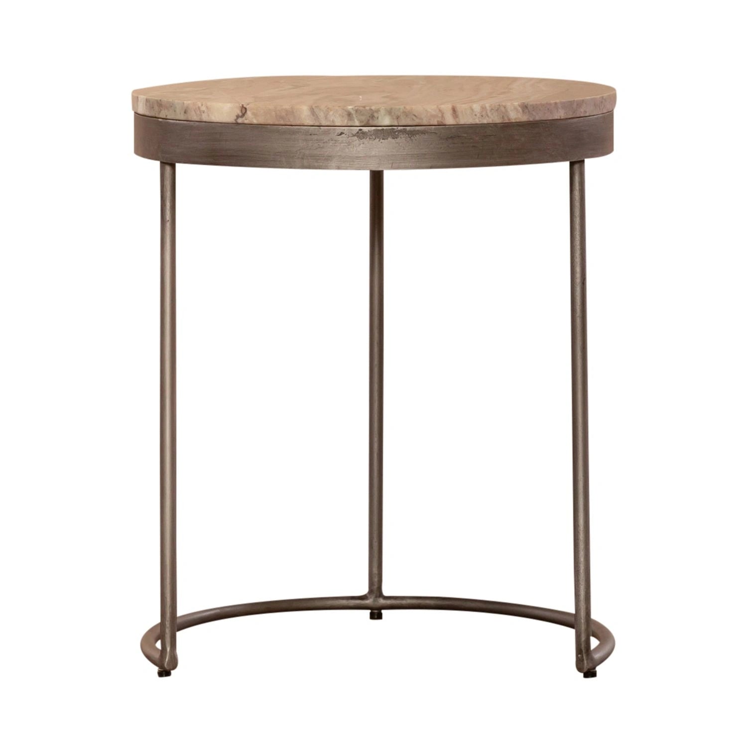 Eclipse Nesting Tables in Greystone Marble Top w/ Pewter Metal image