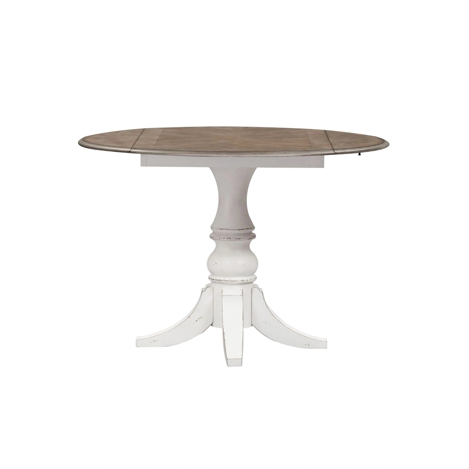 Magnolia Manor Drop Leaf Table in Antique White Base w/ Weathered Bark Tops image