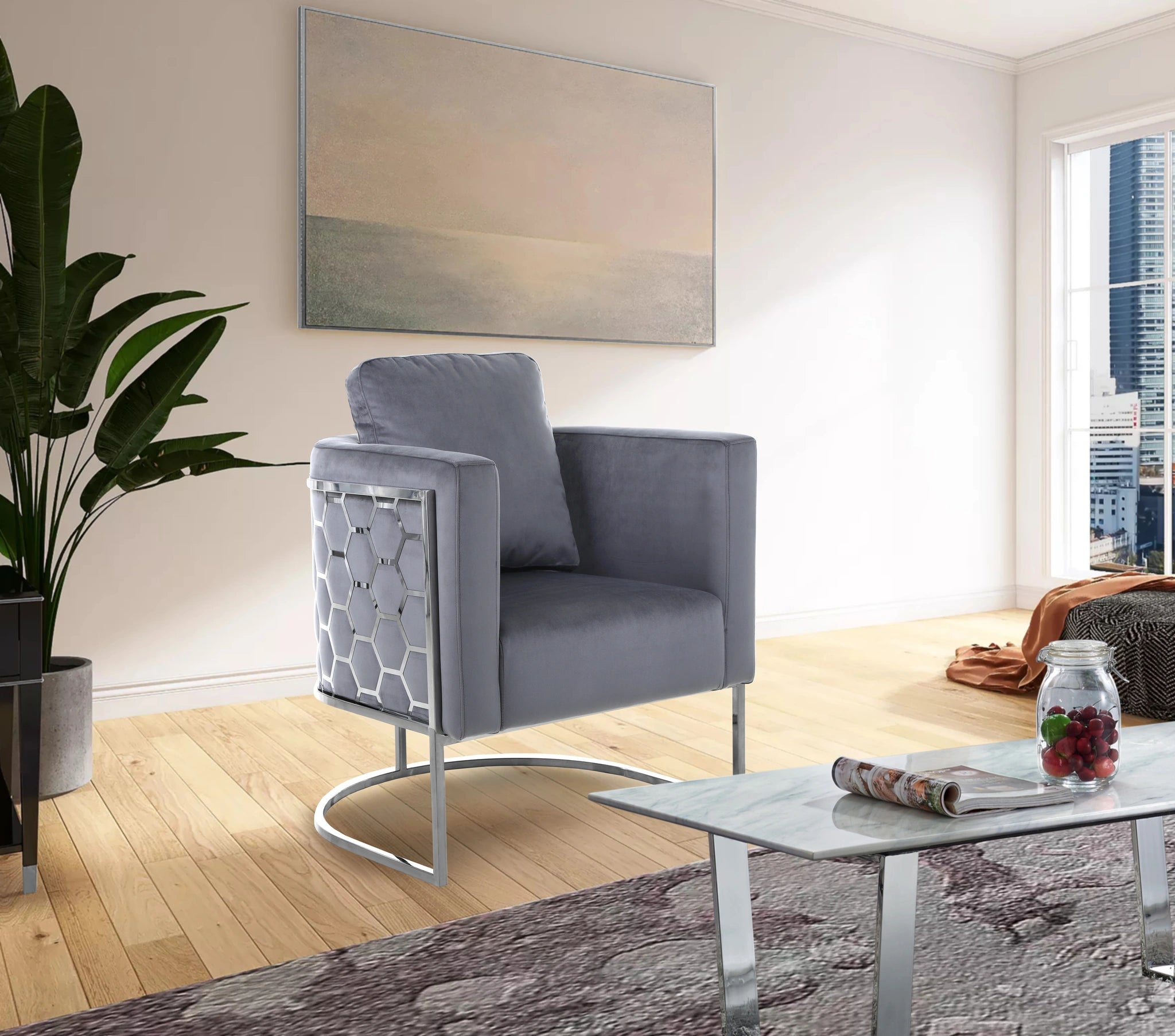 Casa Grey Velvet Chair