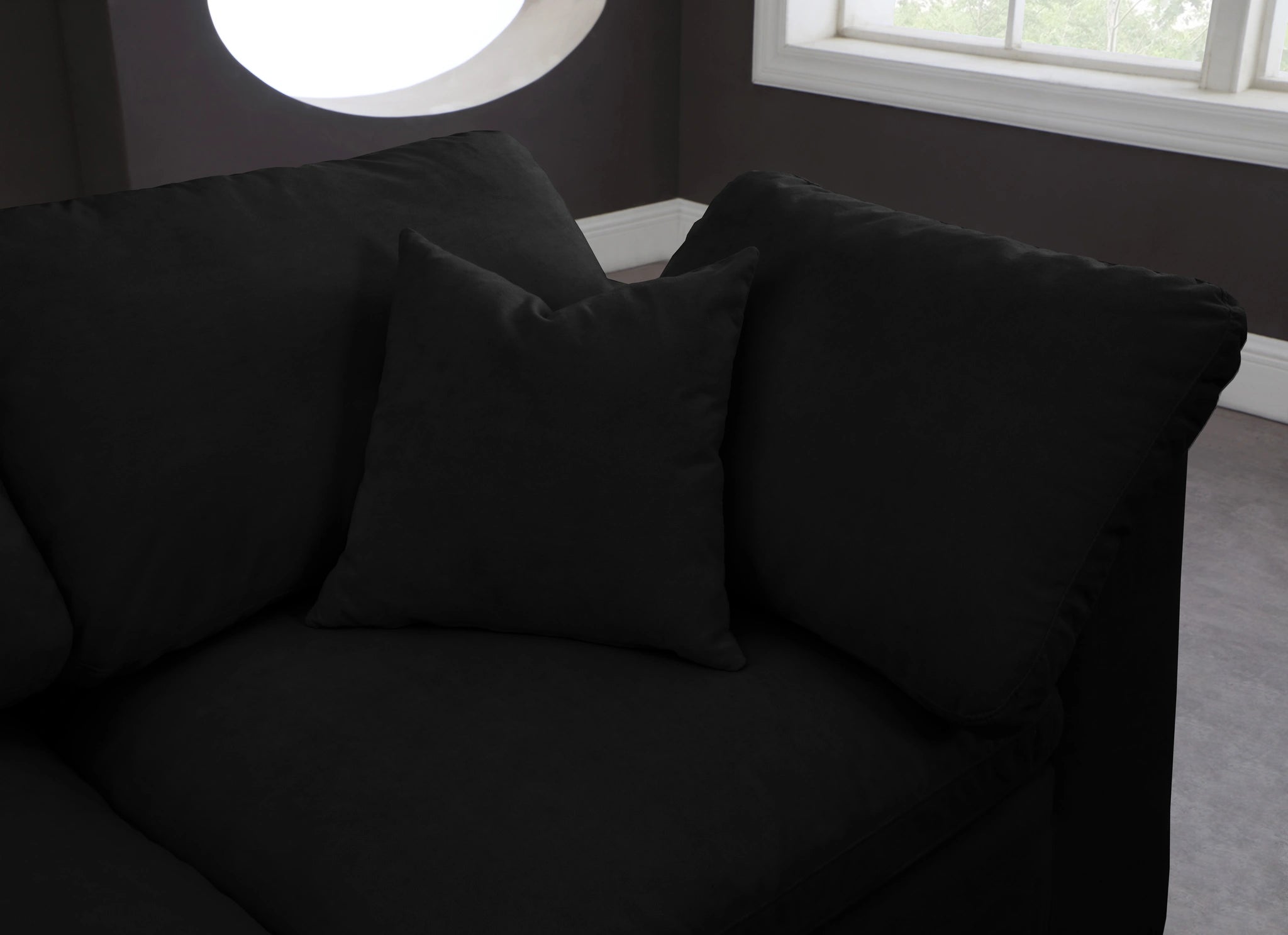 Cozy Black Velvet Cloud Modular Sectional