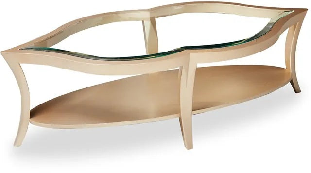 AICO Malibu Crest Cocktail Table w/Glass in Chardonnay - Luxury Home Furniture (MI)