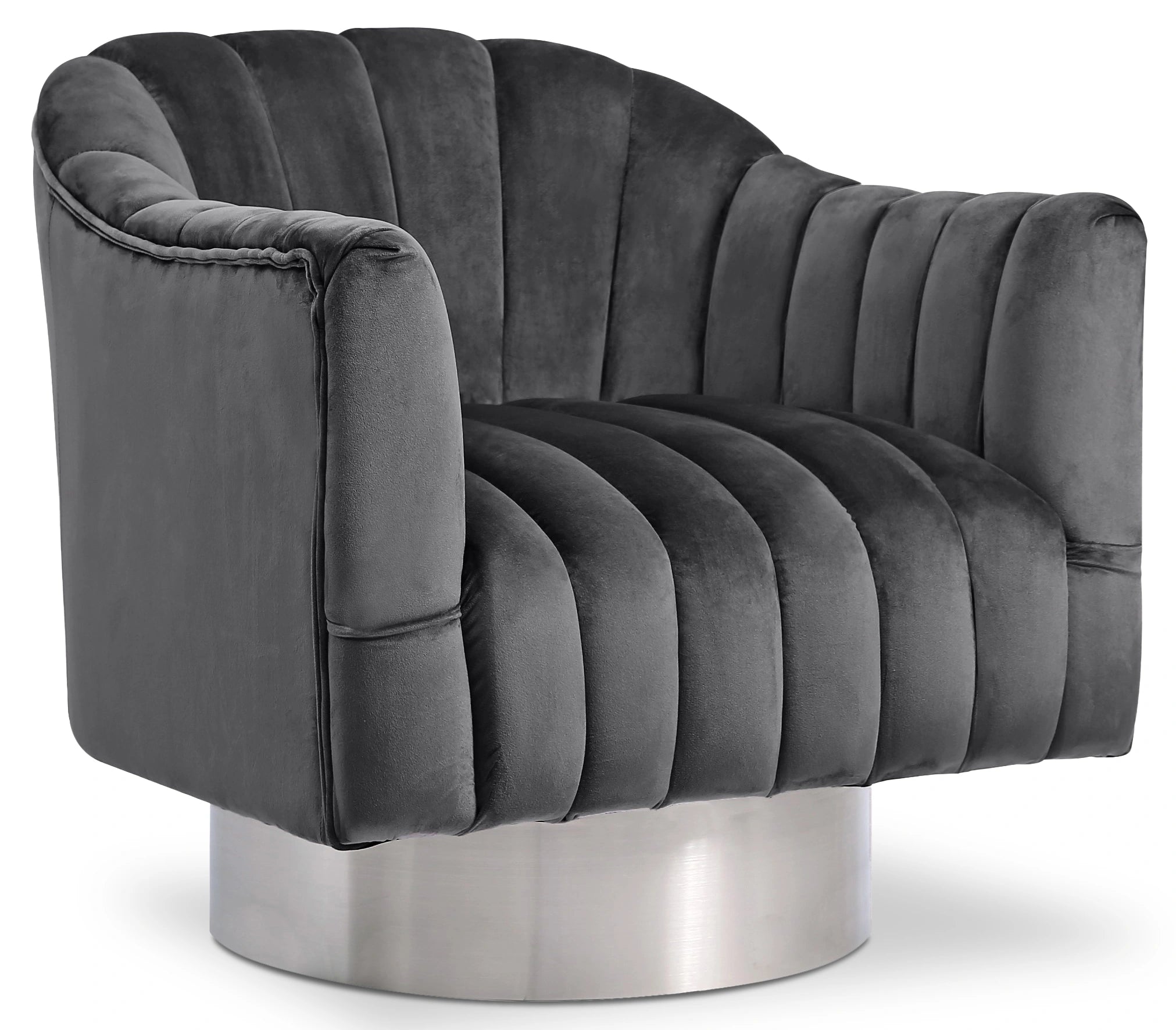 Farrah Grey Velvet Accent Chair