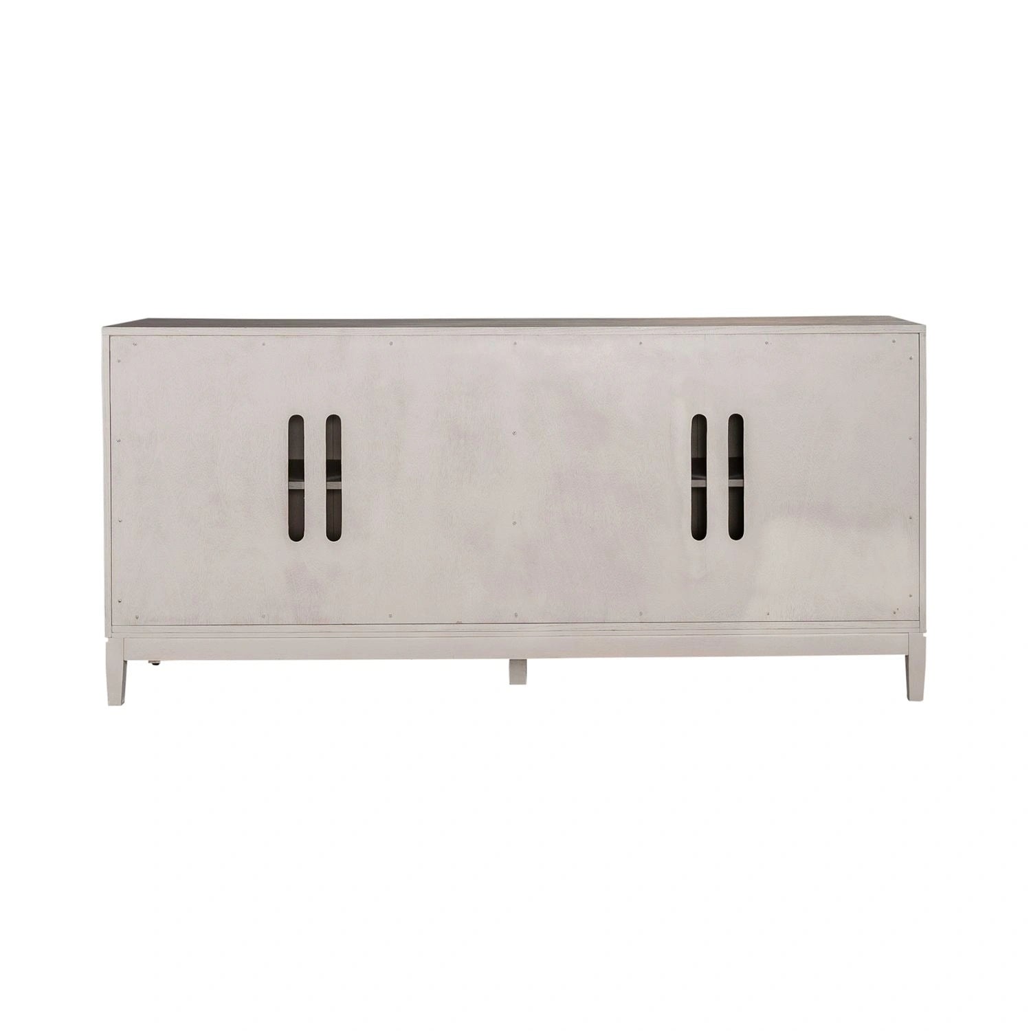 Kinsley 4 Door Accent Cabinet in Washed Taupe & Silver Champagne EST SHIP TIME APPX 4 WEEKS image