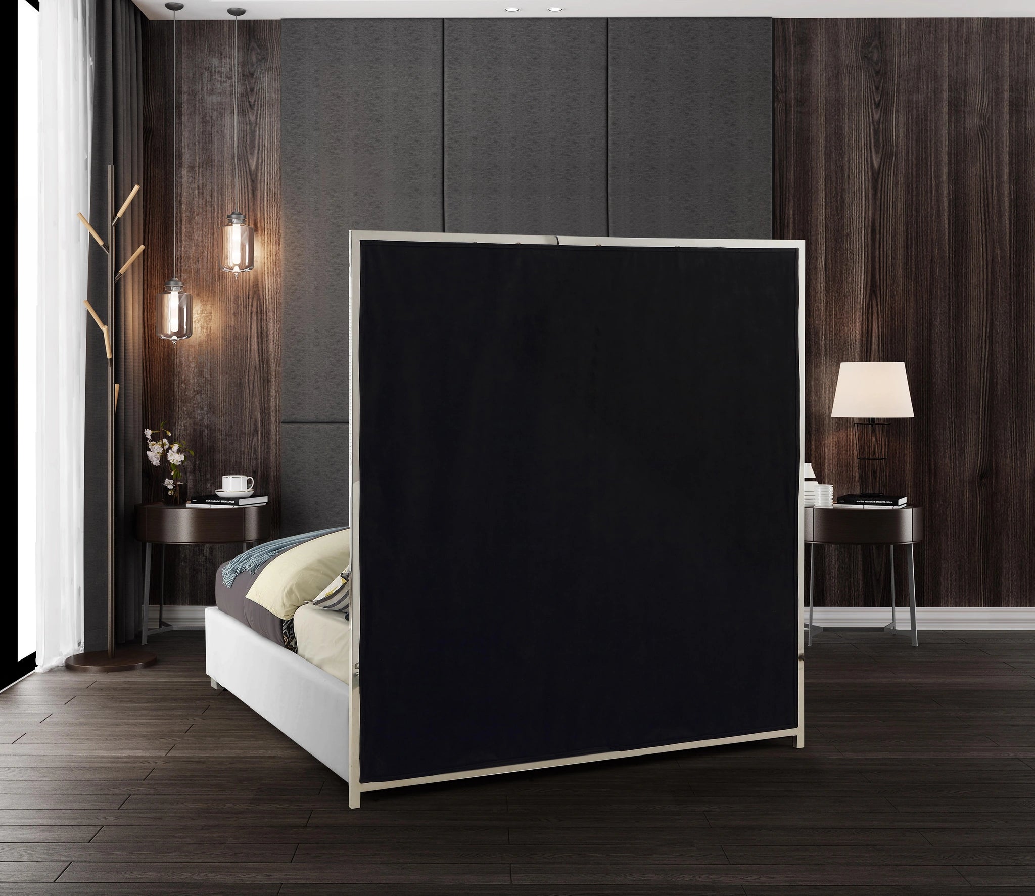 Milan White Faux Leather Queen Bed