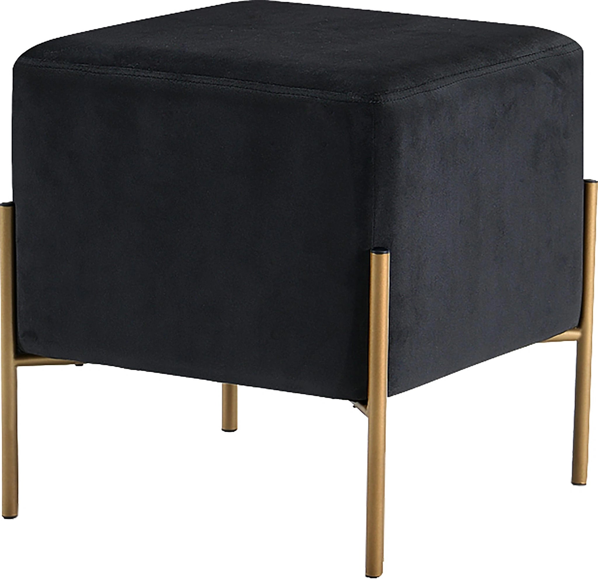 Isla Black Velvet Ottoman/Stool