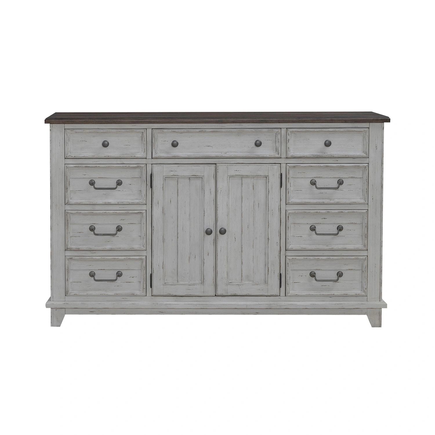 River Place 9 Drawer Dresser in Riverstone White and Tobacco image