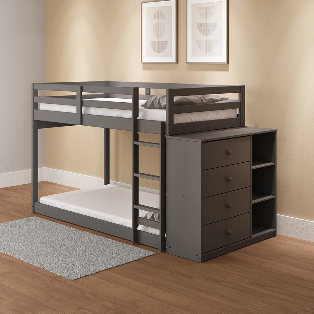 Bunk Bed (T/T) w/4 Drawers & 3 Compartments