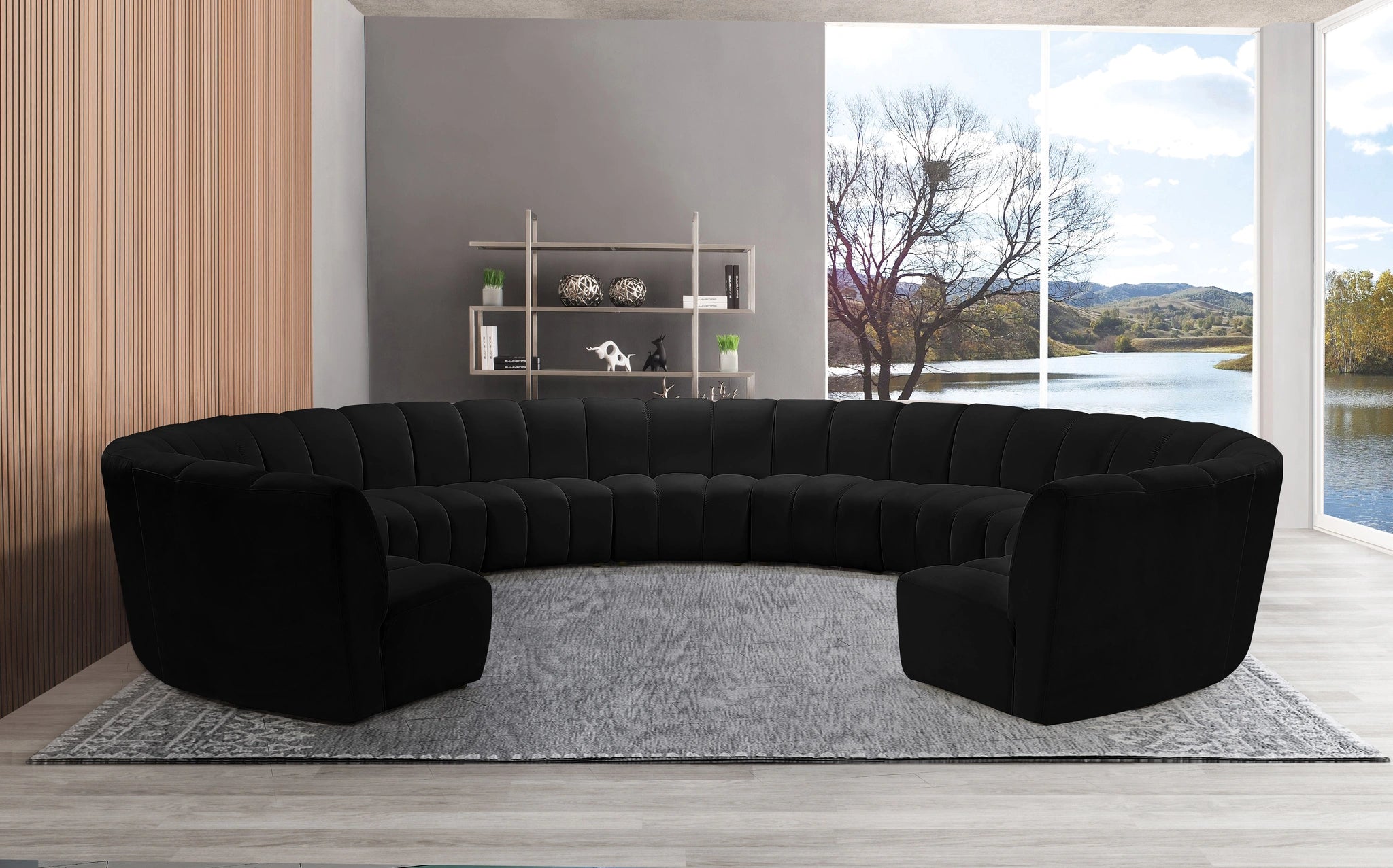 Infinity Black Velvet 11pc. Modular Sectional