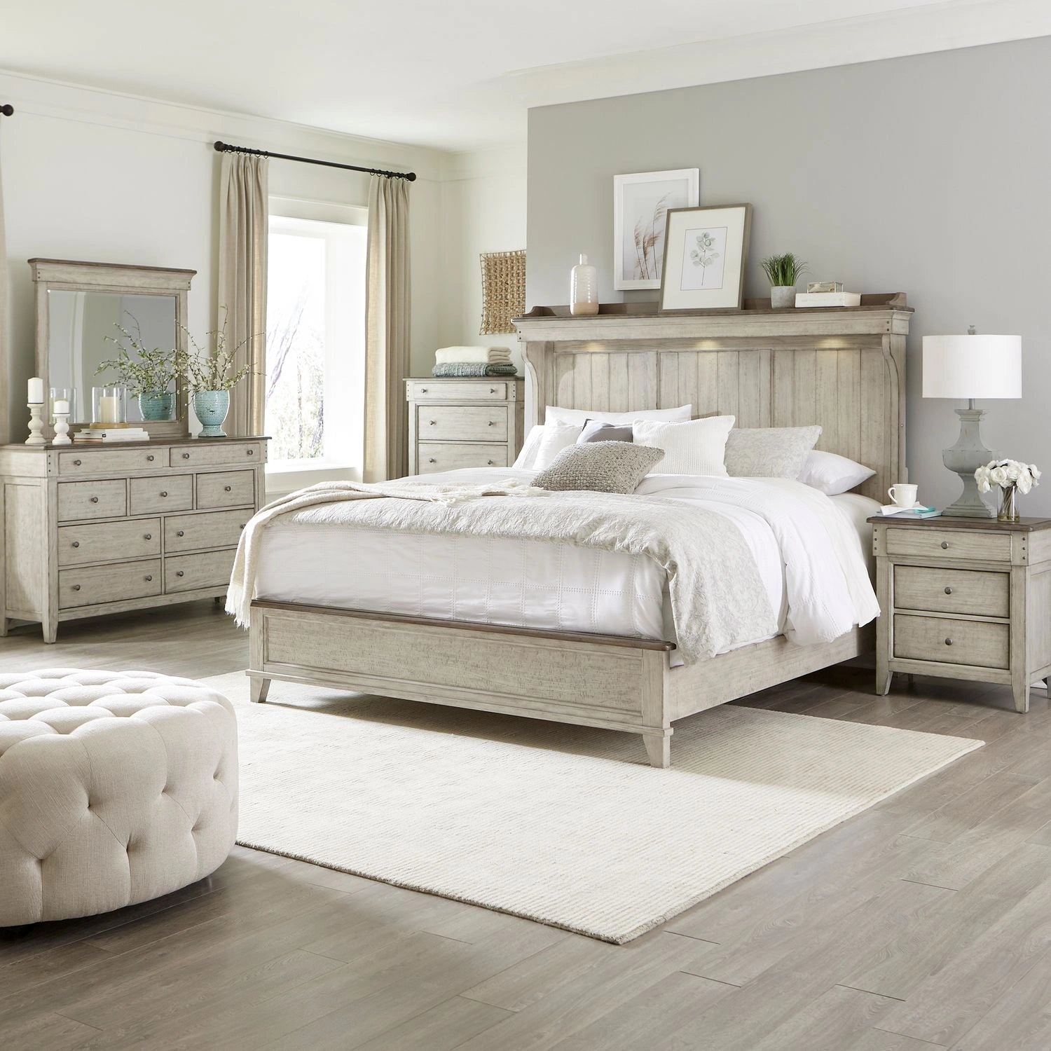 Ivy Hollow King Mantle Bed, Dresser & Mirror, Chest, Night Stand image
