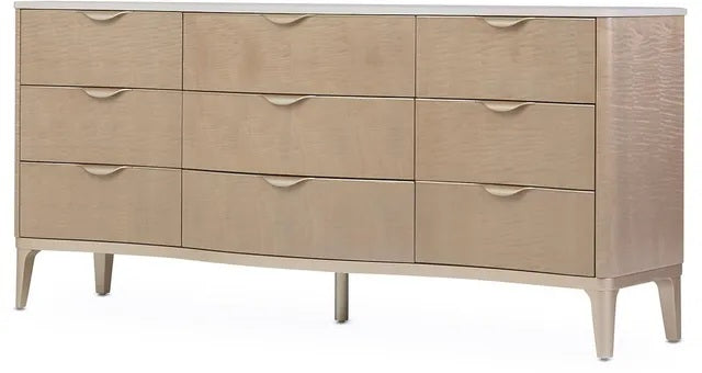 AICO Malibu Crest 9 Drawer Dresser in Blush - Luxury Home Furniture (MI)