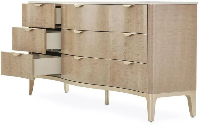 AICO Malibu Crest 9 Drawer Dresser in Blush - Luxury Home Furniture (MI)
