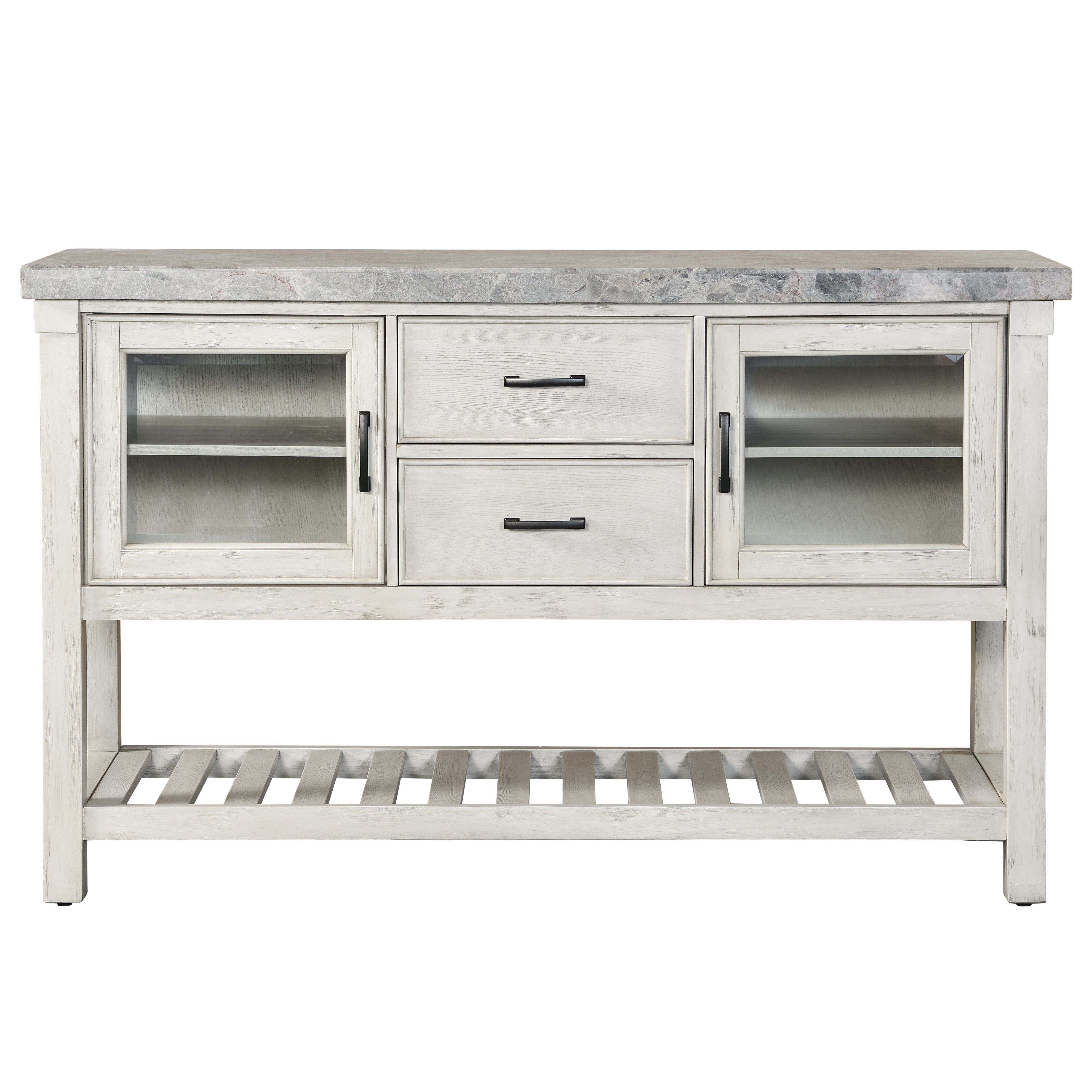 Steve Silver Canova Gray Marble Top Server in Cathedral White - Luxury Home Furniture (MI)