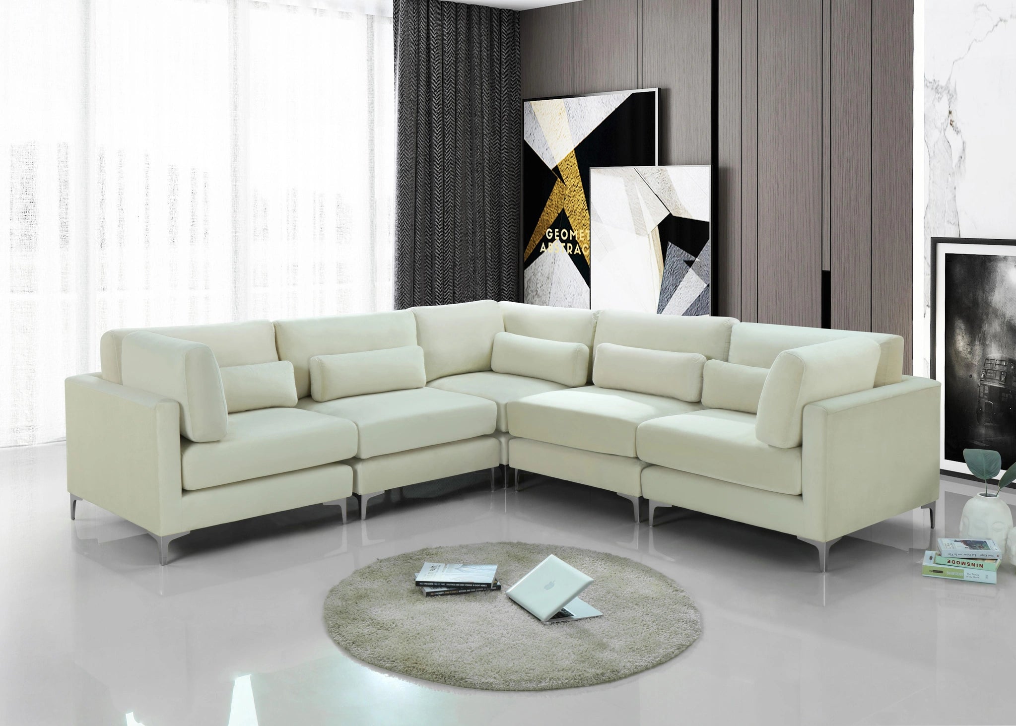 Julia Cream Velvet Modular Sectional (5 Boxes)