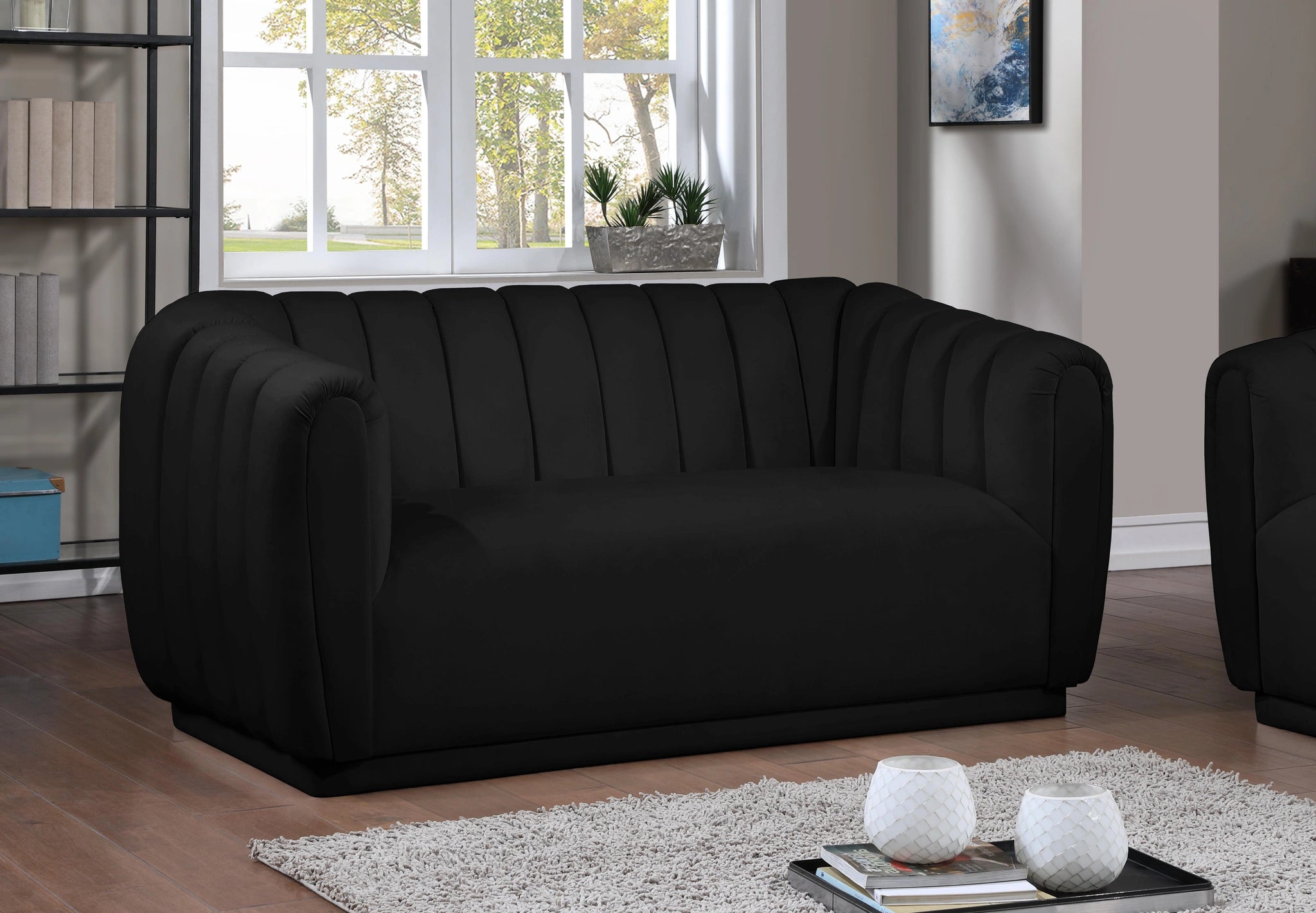 Dixie Black Velvet Loveseat