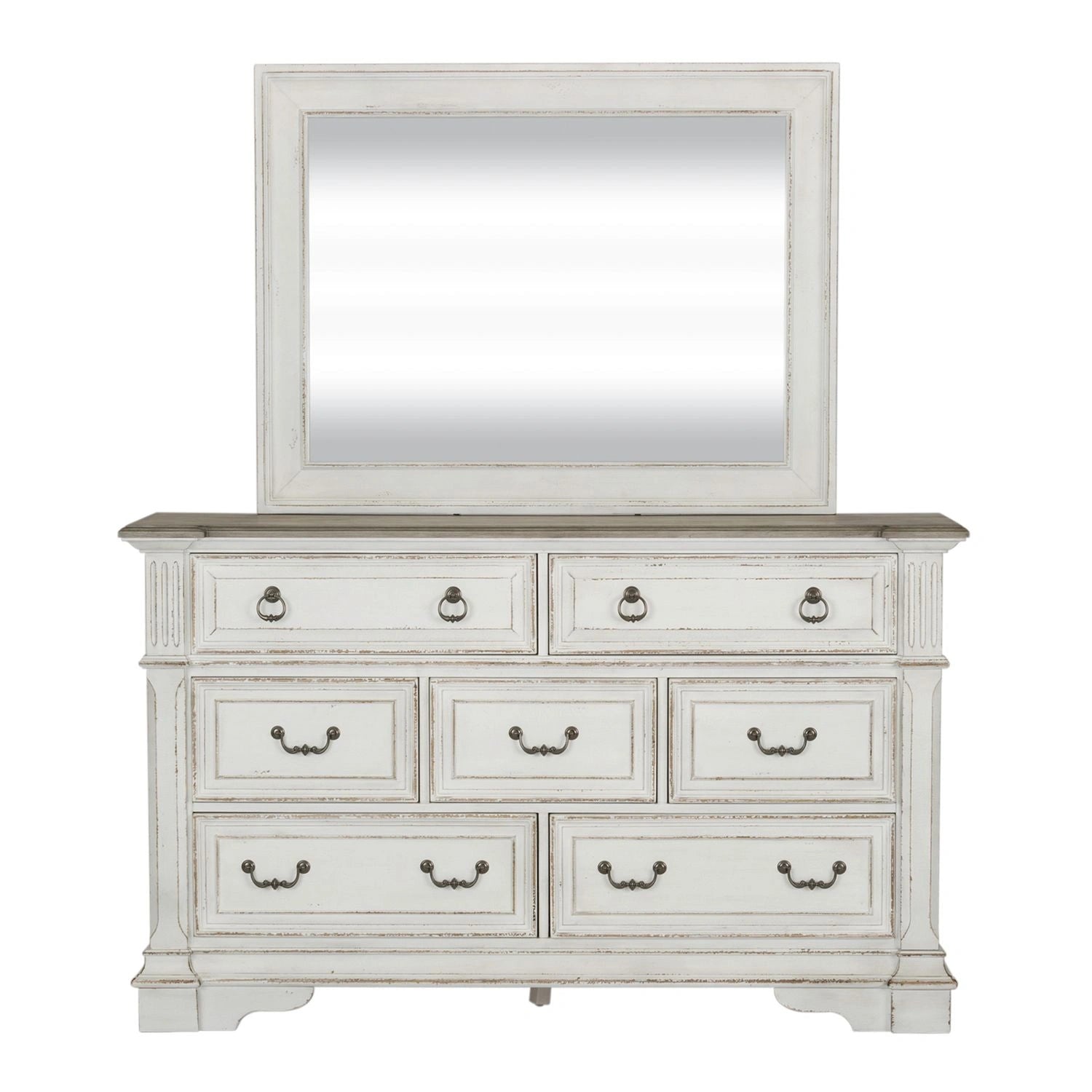 Abbey Park King California Panel Bed, Dresser & Mirror, Night Stand image