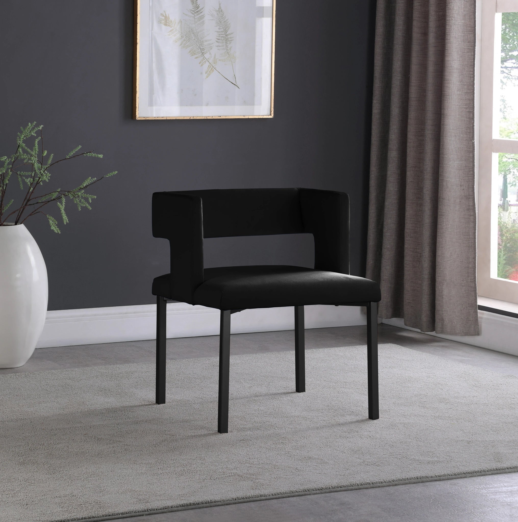 Caleb Black Velvet Dining Chair