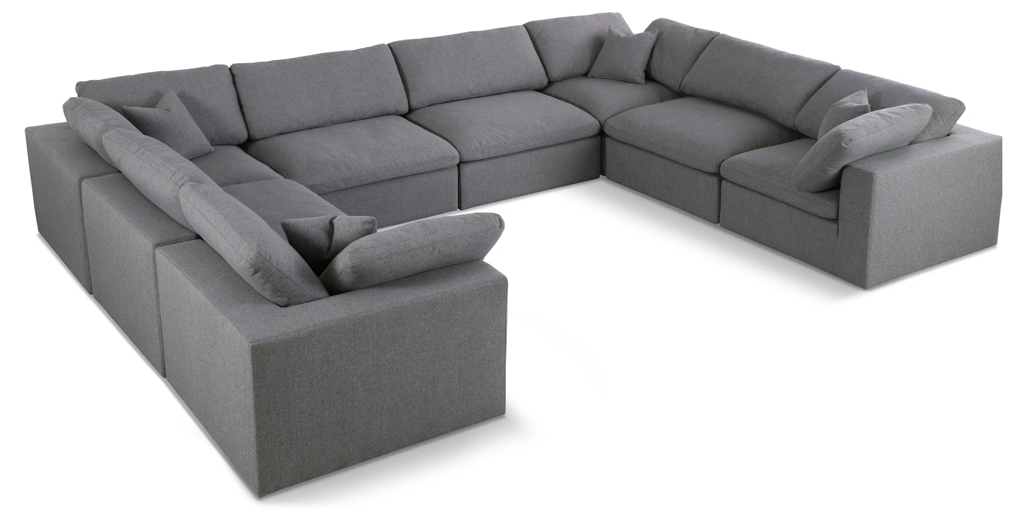 Serene Grey Linen Fabric Deluxe Cloud Modular Sectional