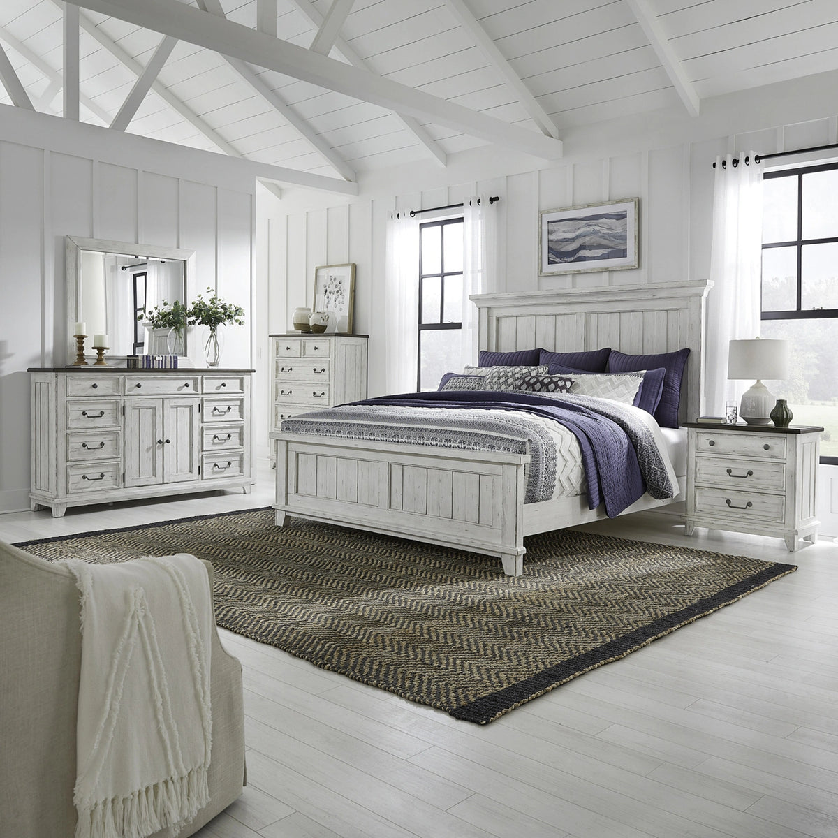 River Place King Panel Bed, Dresser & Mirror, Chest, Night Stand image