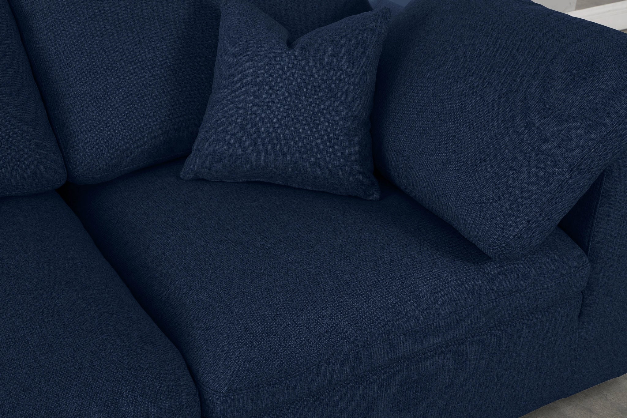 Serene Navy Linen Fabric Deluxe Cloud Modular Sofa