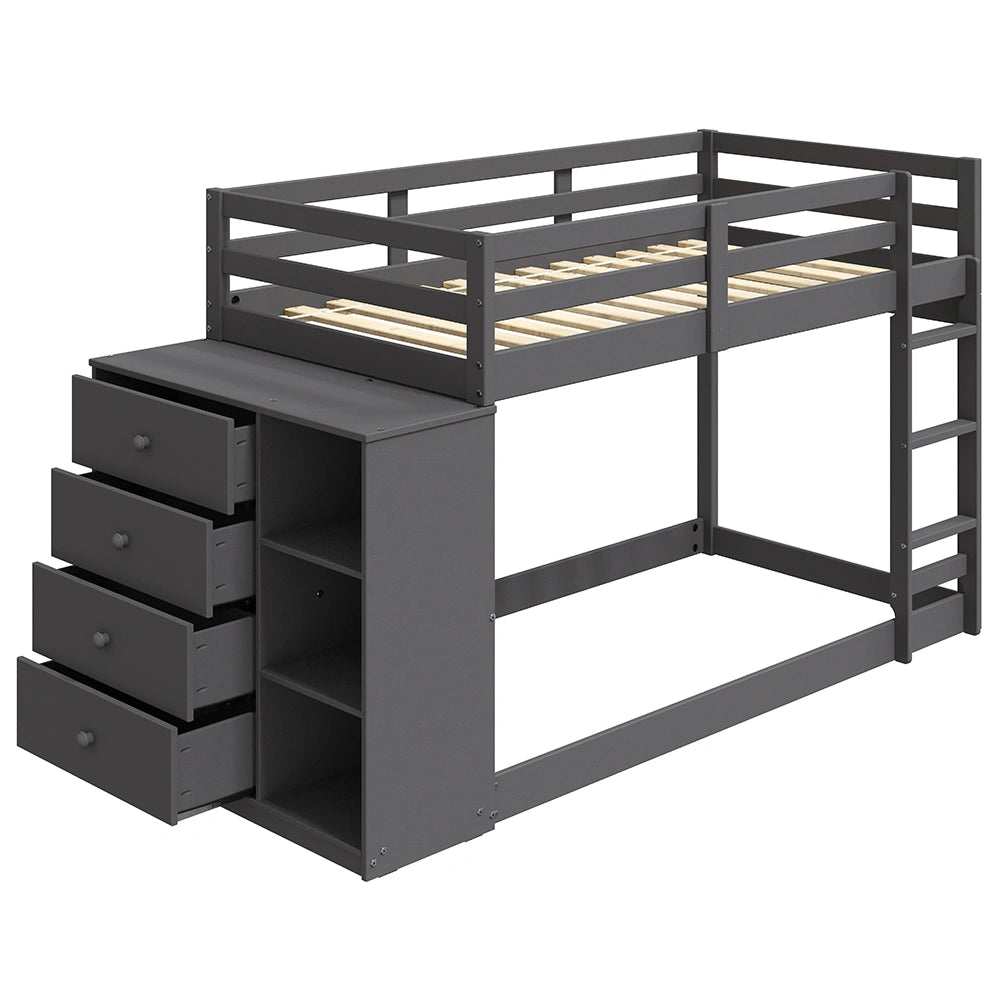 Bunk Bed (T/T) w/4 Drawers & 3 Compartments
