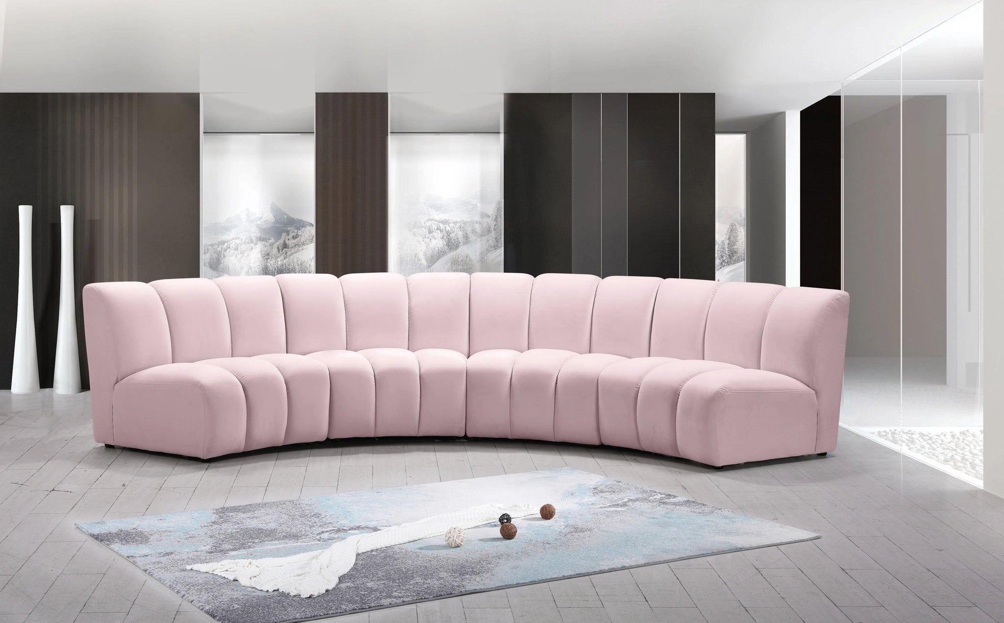 Infinity Pink Velvet 4pc. Modular Sectional