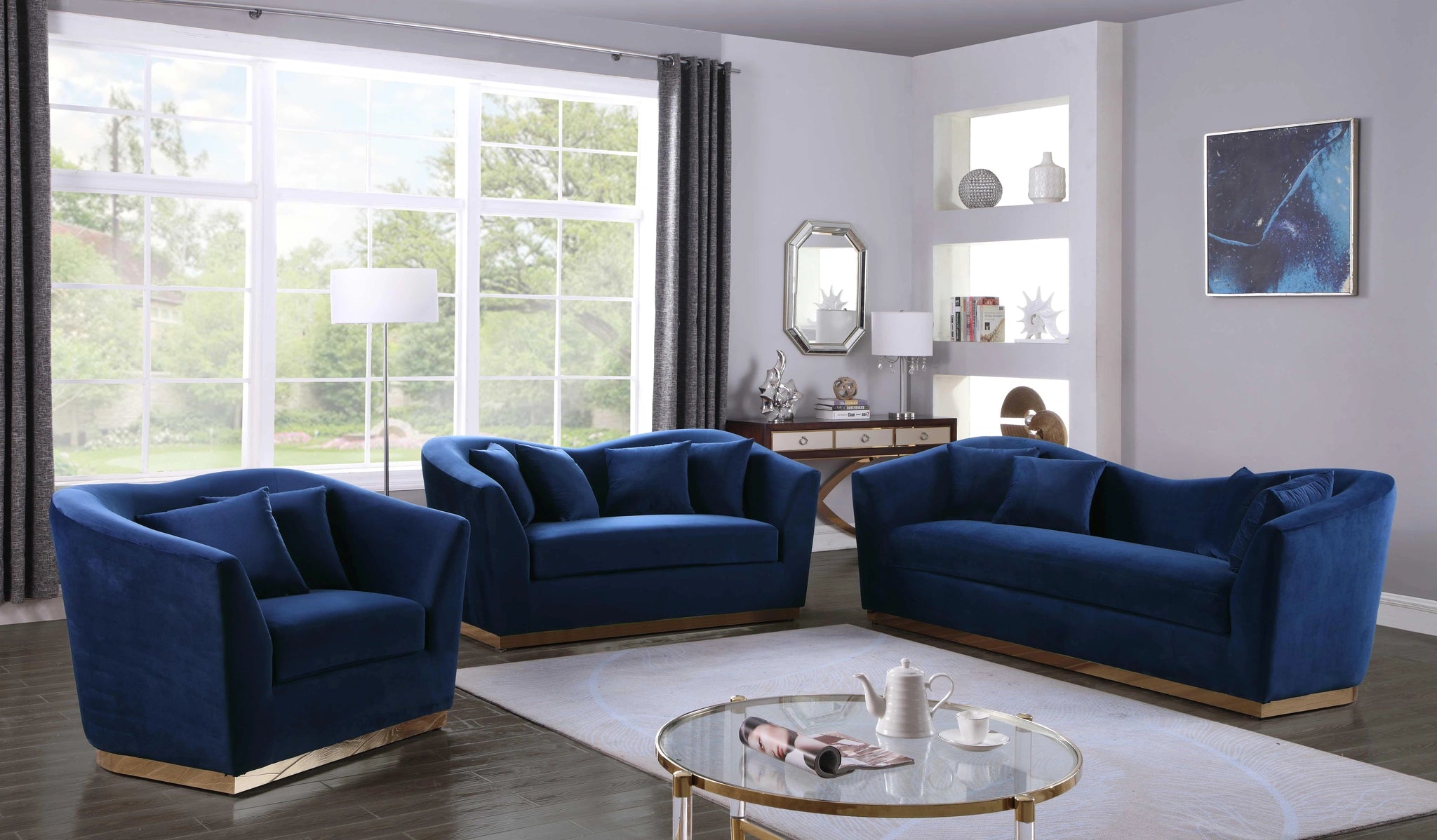 Arabella Navy Velvet Sofa