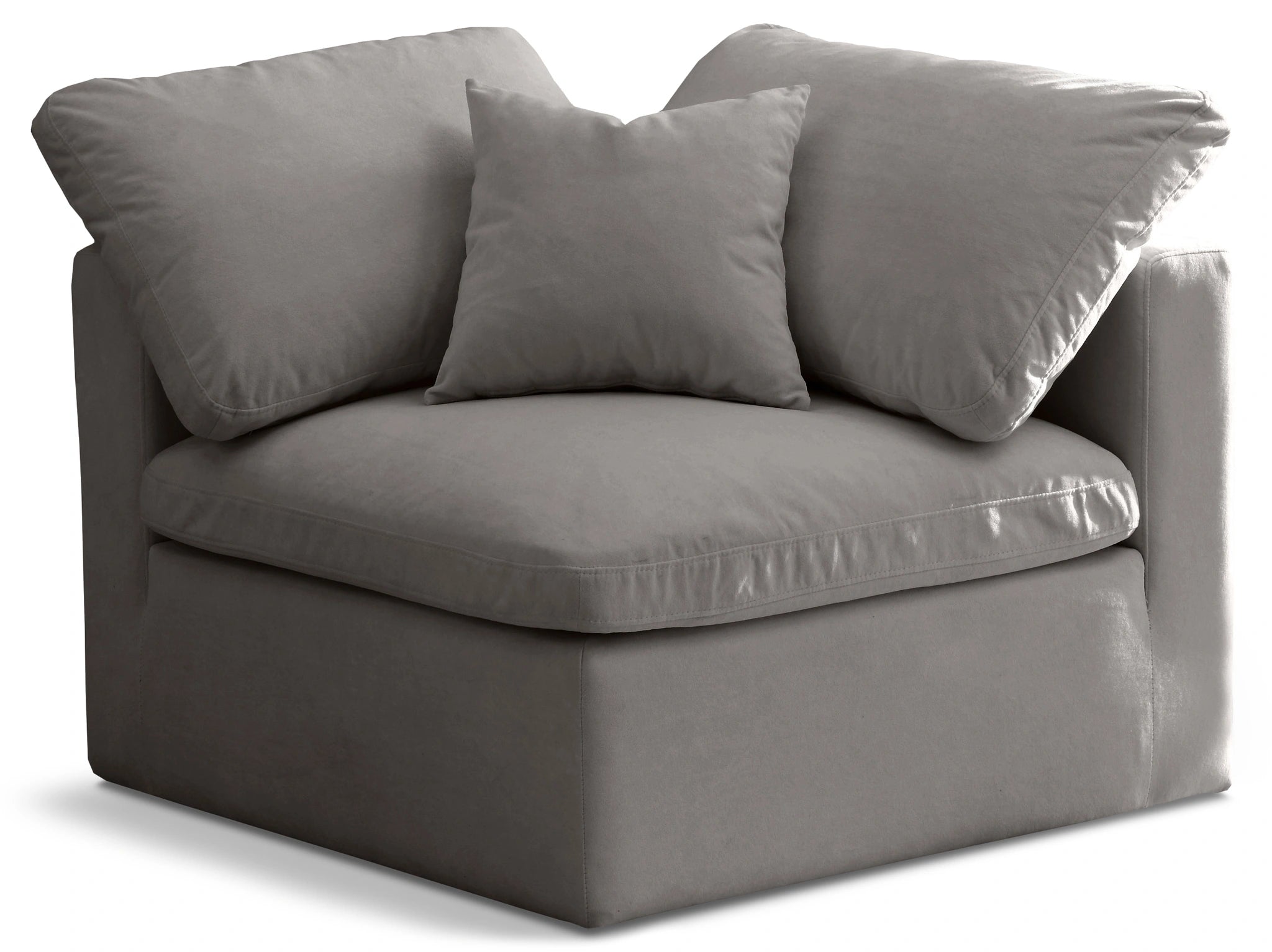 Plush Grey Velvet Standard Cloud Modular Corner Chair