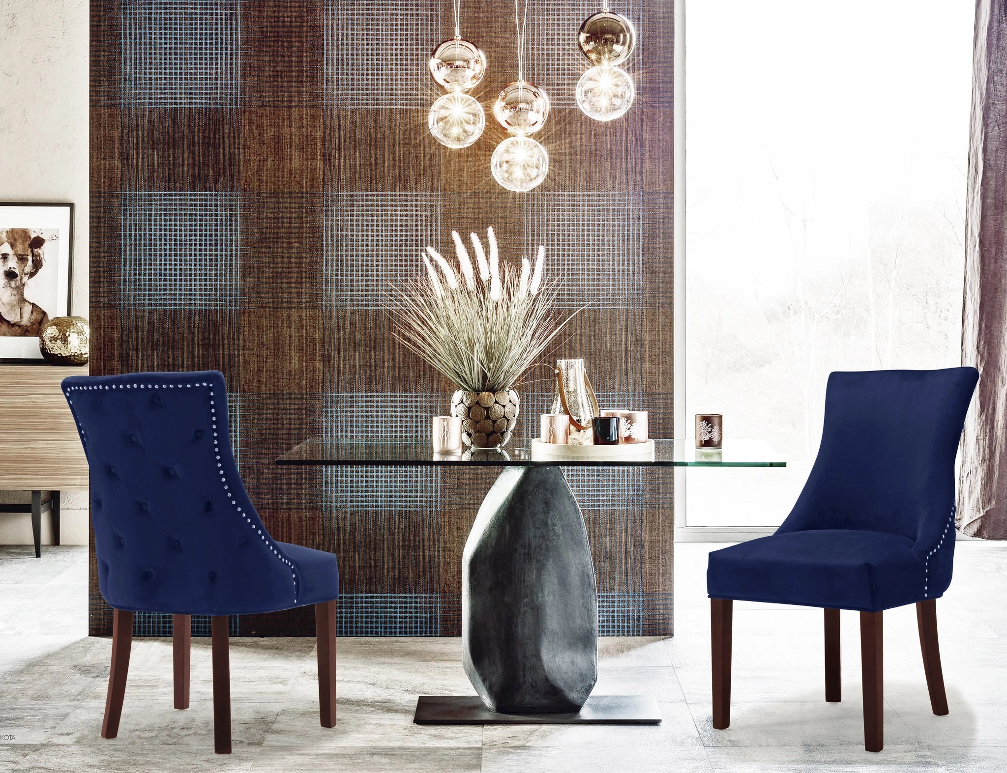 Hannah Navy Velvet Dining Chair