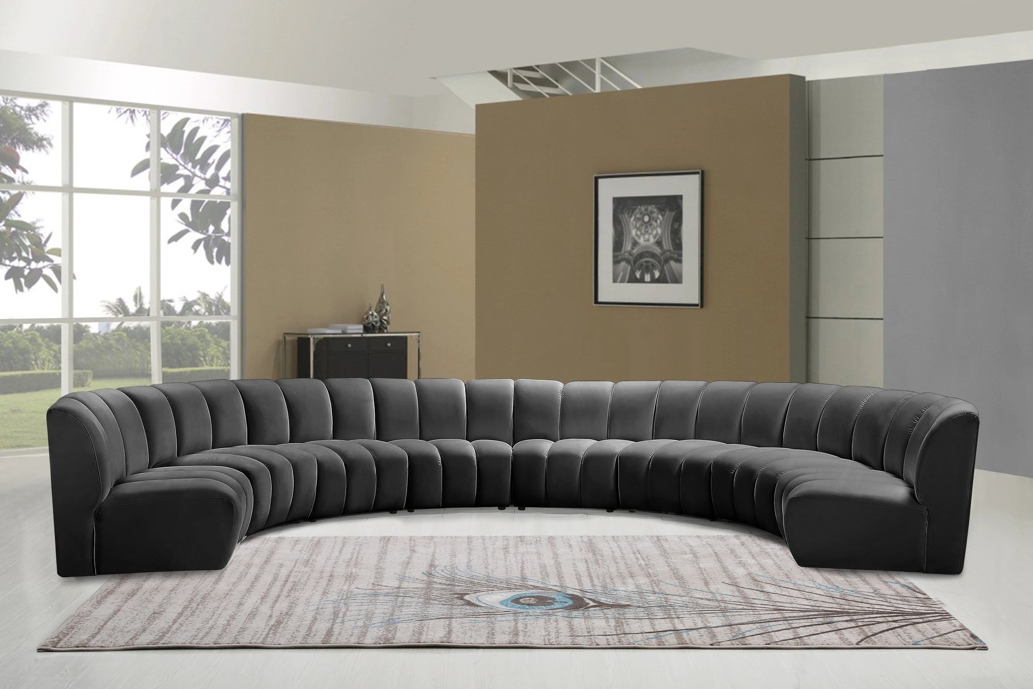 Infinity Grey Velvet 8pc. Modular Sectional