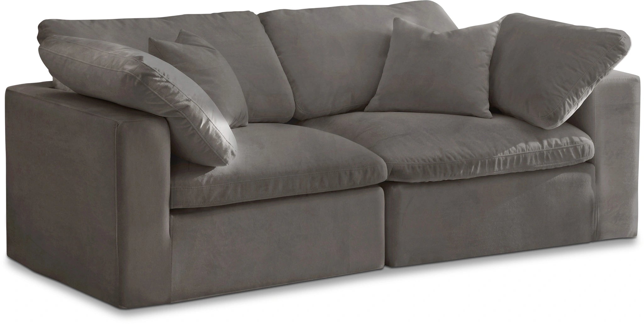 Cozy Grey Velvet Cloud Modular Sofa