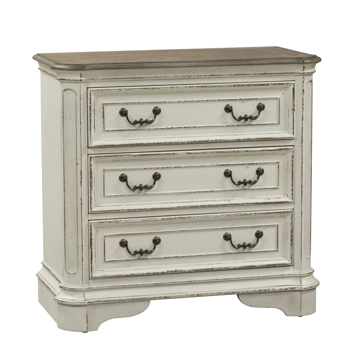 Magnolia Manor 3 Drawer Bedside Chest in Antique White image
