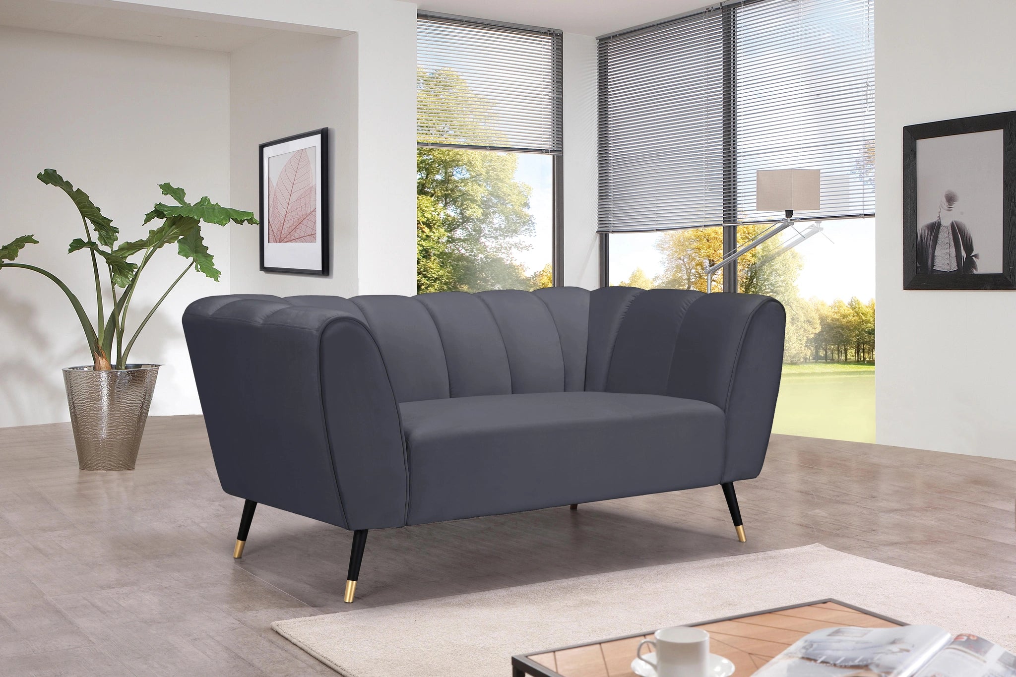 Beaumont Grey Velvet Loveseat