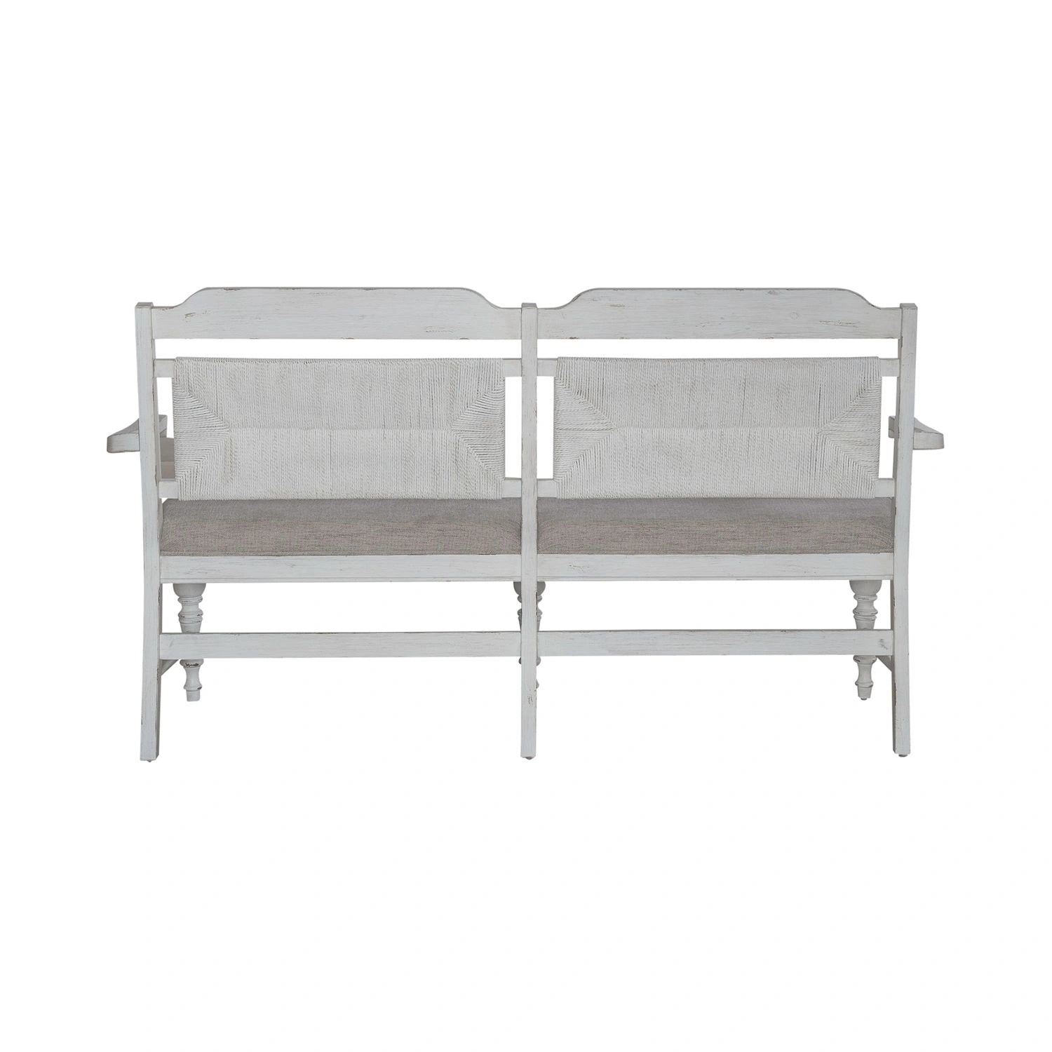 River Place Panel Back Bench in Riverstone White & Tobacco image