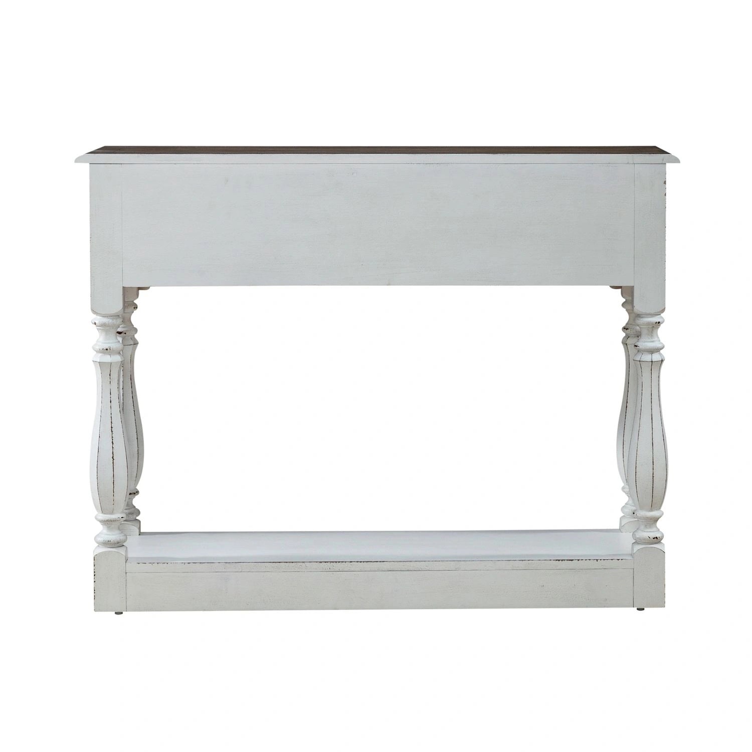Magnolia Manor Hall Console in Antique White & Weathered Bark EST SHIP TIME APPX 4 WEEKS image