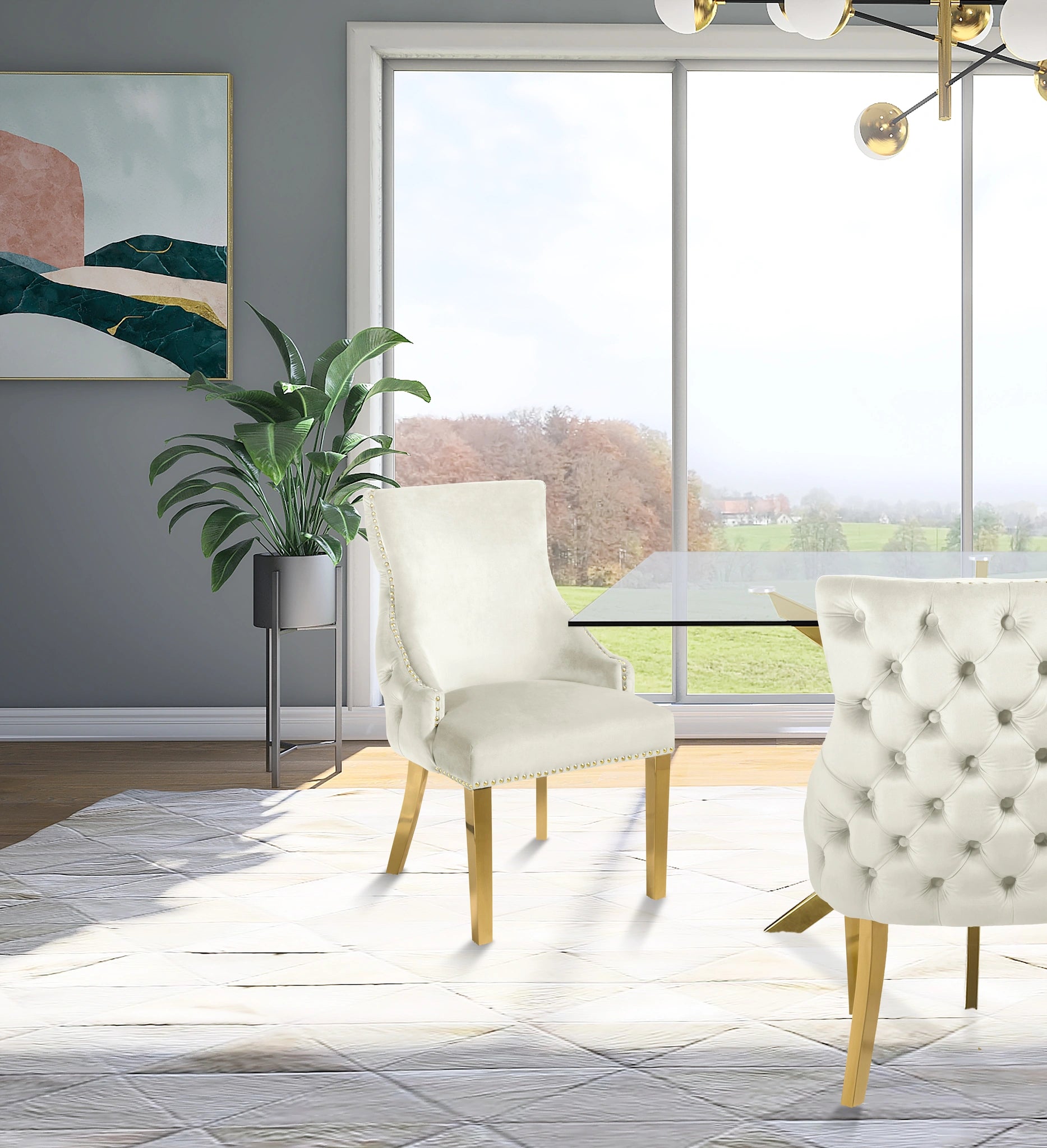 Tuft Cream Velvet Dining Chair