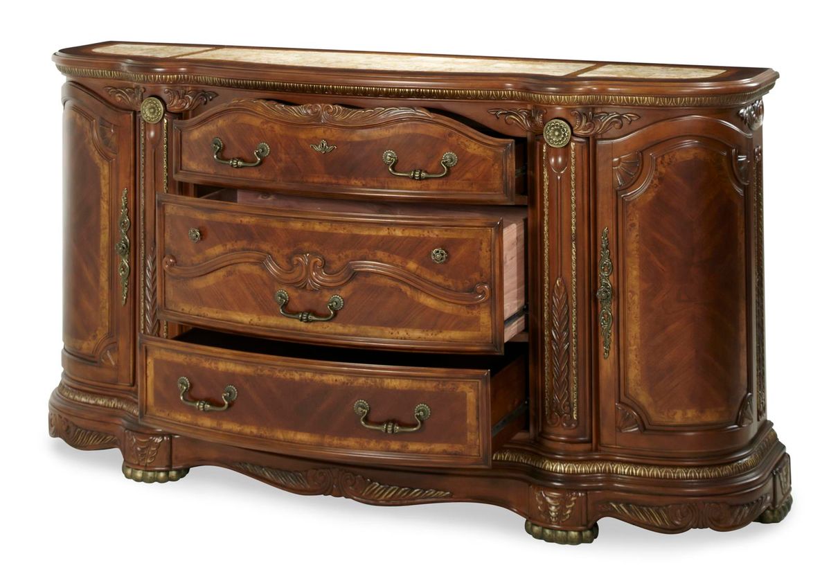 AICO Cortina Dresser in Honey Walnut - Luxury Home Furniture (MI)