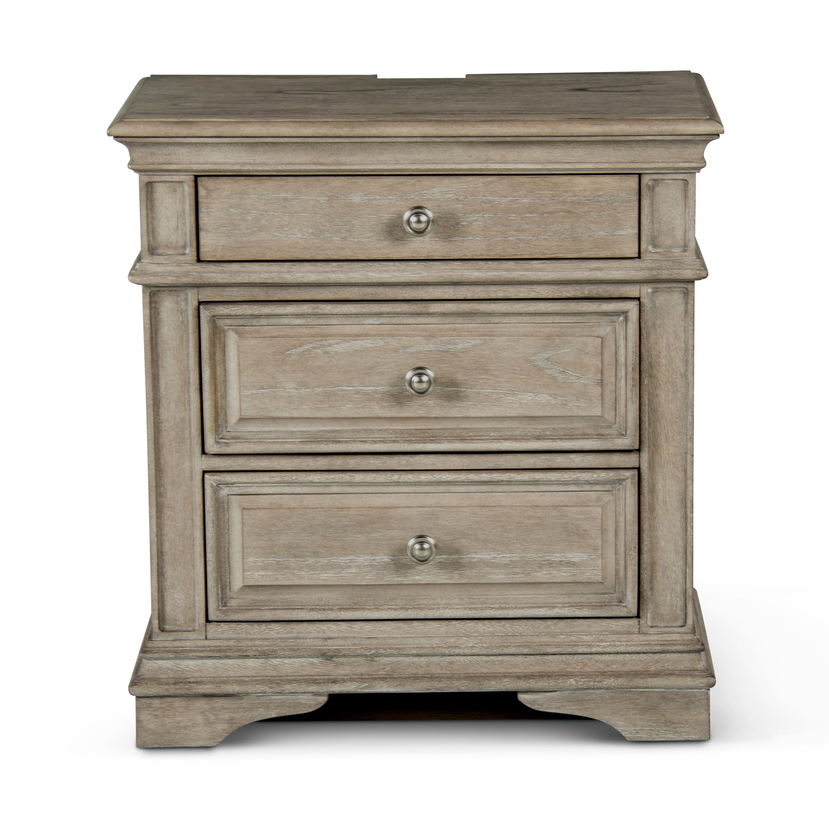 Steve Silver Highland Park 3 Drawer Nightstand in Waxed Driftwood - Luxury Home Furniture (MI)
