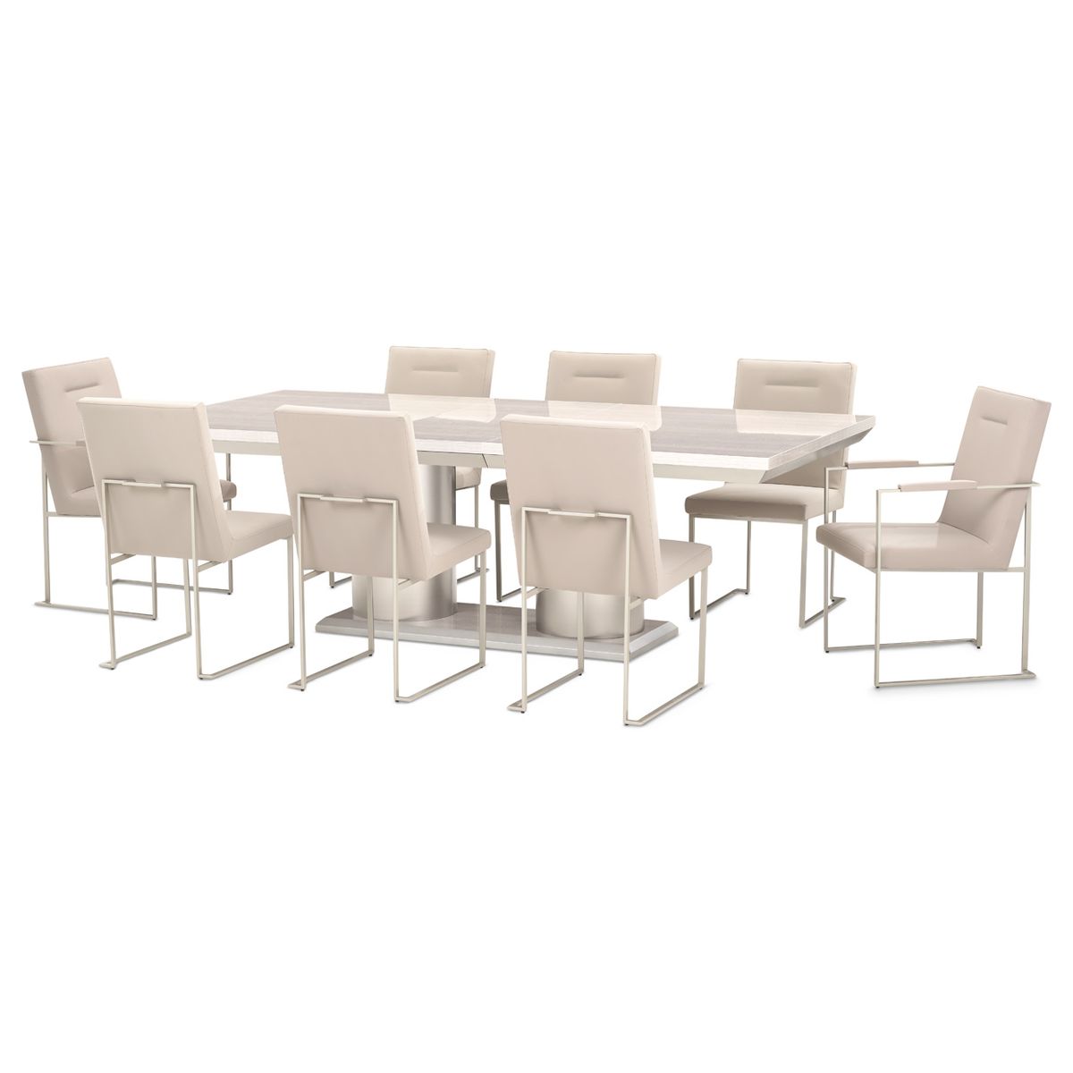 AICO Marin Double Pedestal Table in Greige - Luxury Home Furniture (MI)