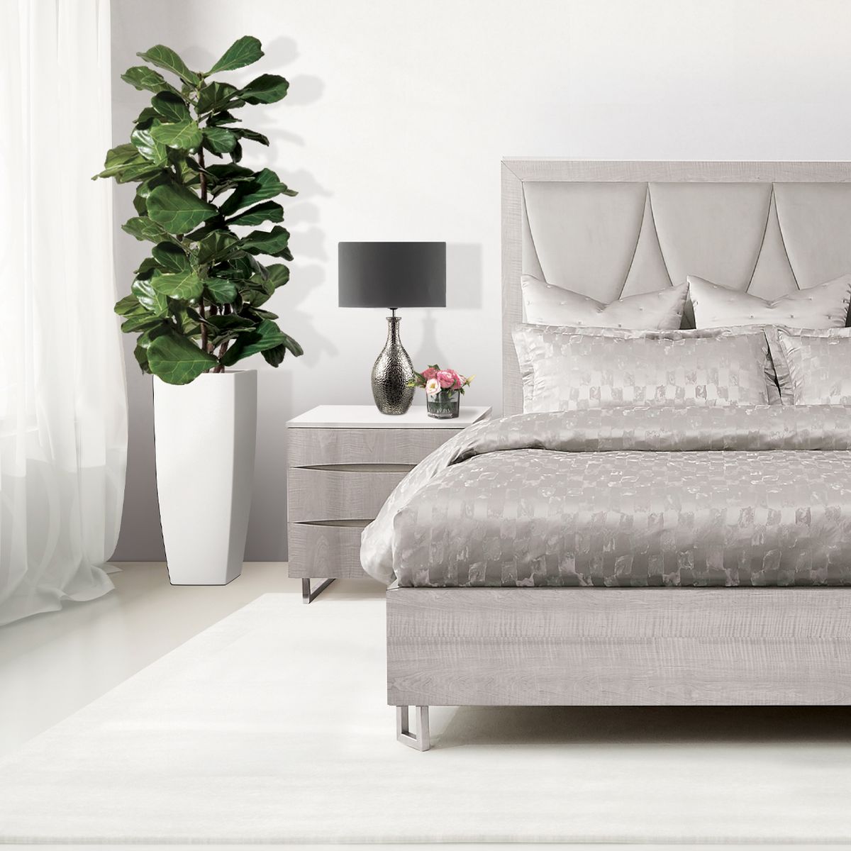 AICO Marin Nightstand in Greige - Luxury Home Furniture (MI)