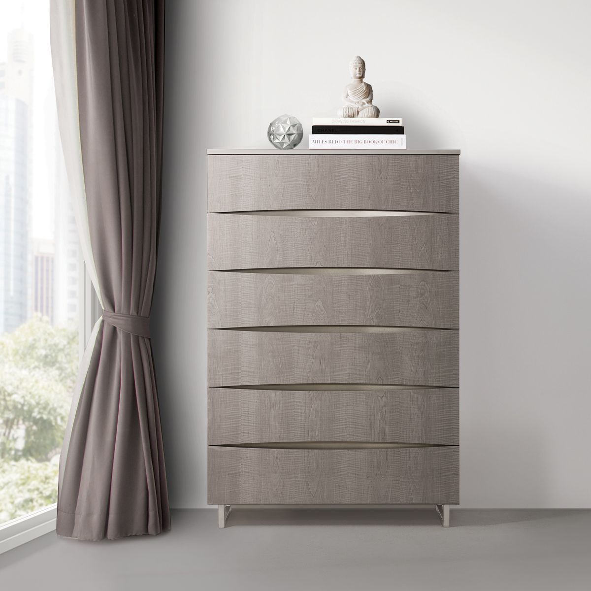 AICO Marin 6-Drawer Chest in Greige - Luxury Home Furniture (MI)