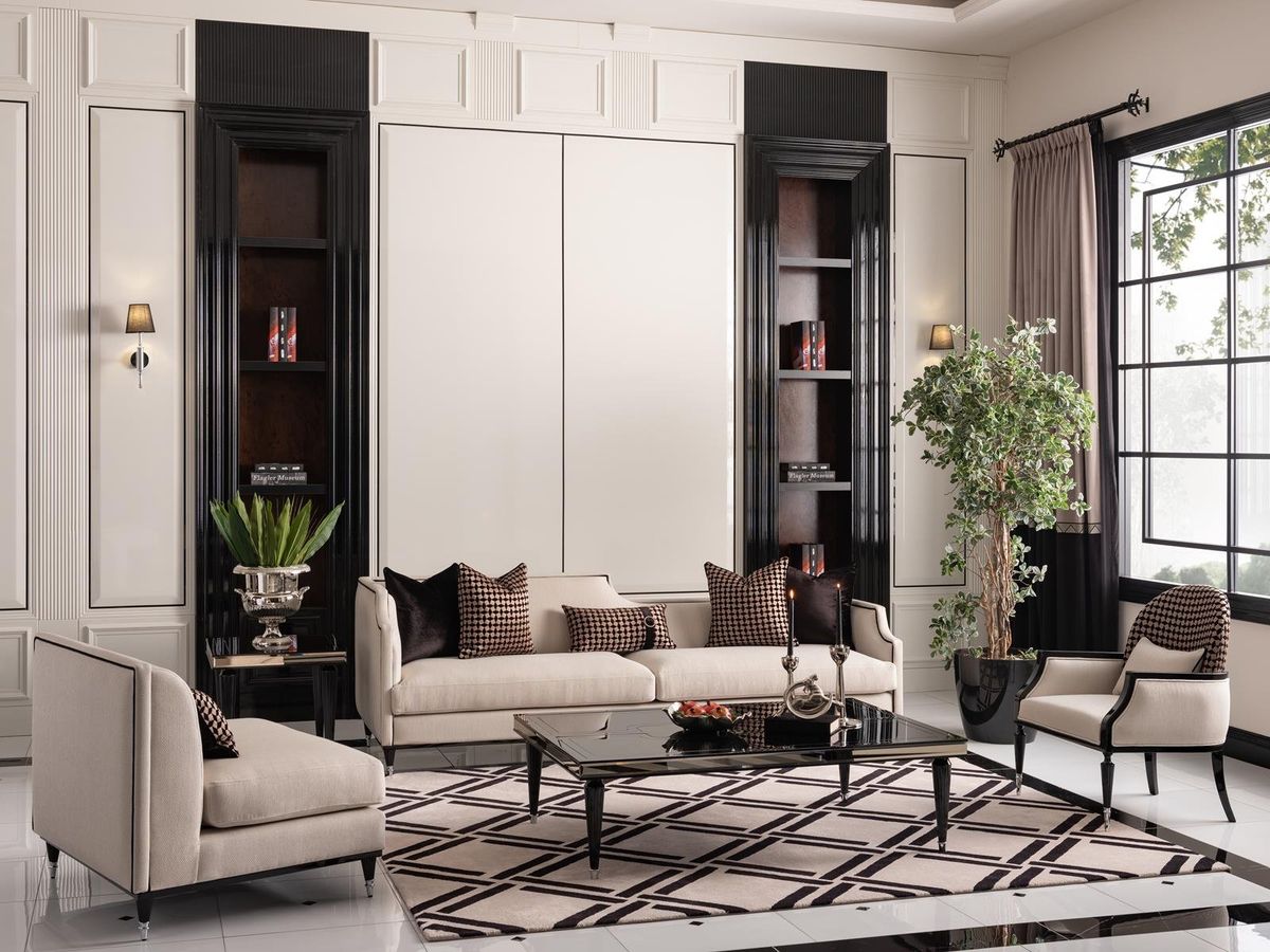 AICO La Francaise Mansion Sofa in Cafe/Black - Luxury Home Furniture (MI)