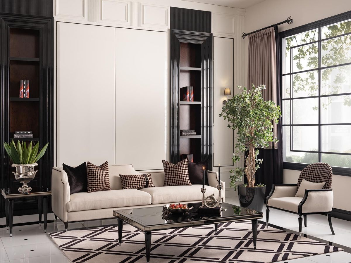 AICO La Francaise Mansion Sofa in Cafe/Black - Luxury Home Furniture (MI)