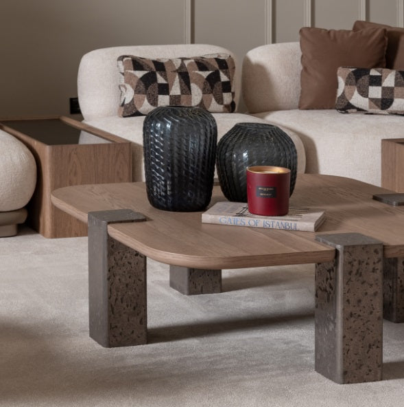 AICO Furniture Bristol Point Large Cocktail Table in Saddle Brown - Luxury Home Furniture (MI)