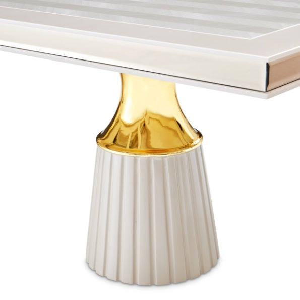 AICO Furniture Carmela Rectangular Dining Table in Shimmer Ivory - Luxury Home Furniture (MI)