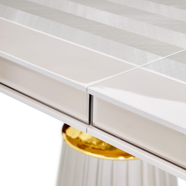 AICO Furniture Carmela Rectangular Dining Table in Shimmer Ivory - Luxury Home Furniture (MI)
